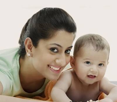 A women with her child after fertility treatment