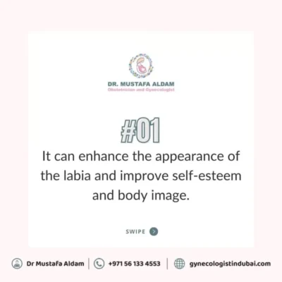 Patient education graphic about appearance and confidence after labiaplasty